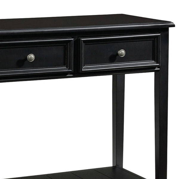 Billy 50 Inch Sofa Console Table, 3 Drawers and Plank Style Shelf, Black - BM293989