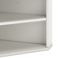 Tio 29 Inch Corner Bookcase Console with 2 Shelves, Triangle Shaped, White - BM293999