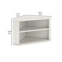 Tio 29 Inch Corner Bookcase Console with 2 Shelves, Triangle Shaped, White - BM293999