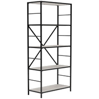 Gem 63 Inch Freestanding Bookcase, 4 Wood Shelves, Open Black Metal Frame - BM294003