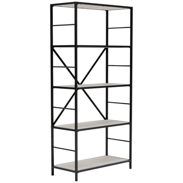 Gem 63 Inch Freestanding Bookcase, 4 Wood Shelves, Open Black Metal Frame - BM294003
