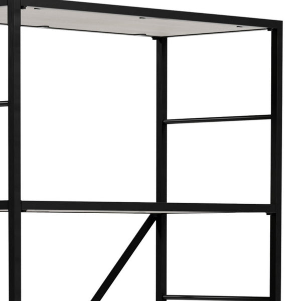 Gem 63 Inch Freestanding Bookcase, 4 Wood Shelves, Open Black Metal Frame - BM294003