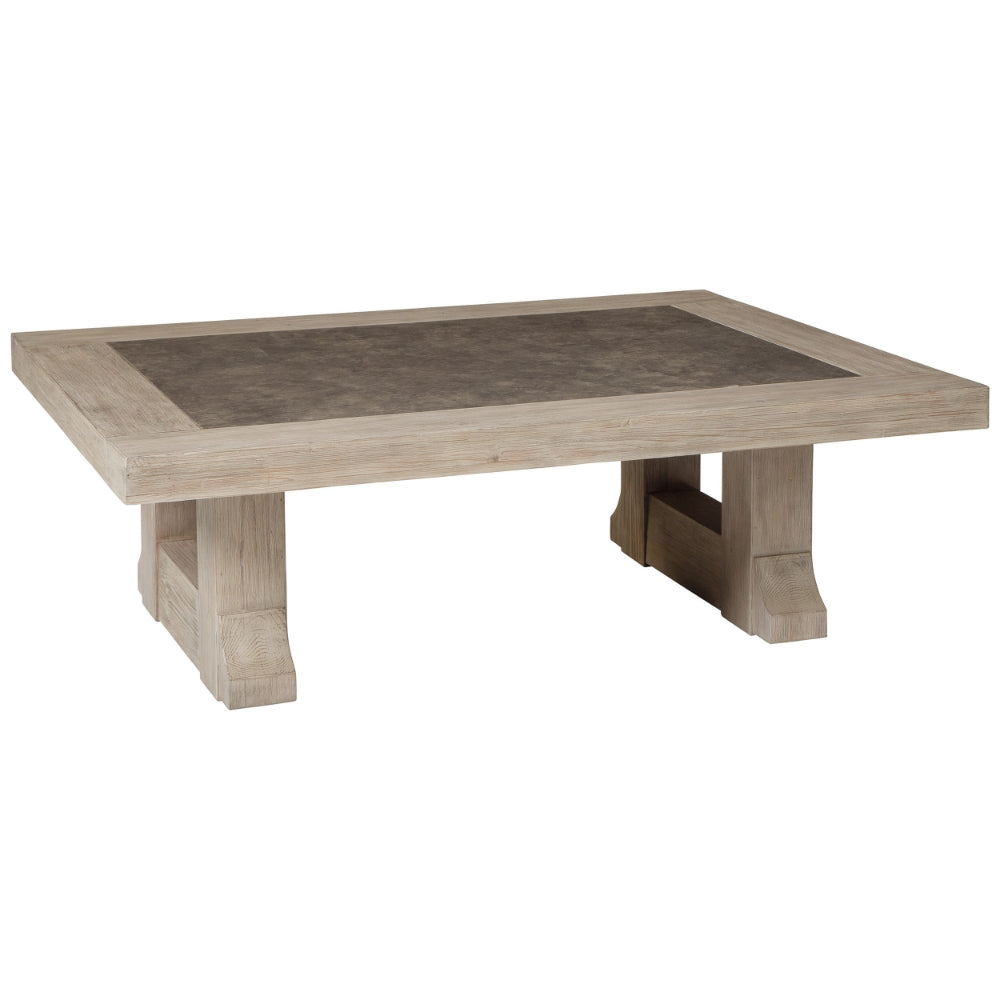 54 Inch Rustic Rectangular Coffee Table, Melamine Top, Brown Pine Frame - BM294015