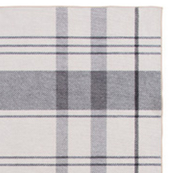 Kay 8 x 10 Area Rug, Classic Plaid Print, Soft Gray and White Polyester - BM294018