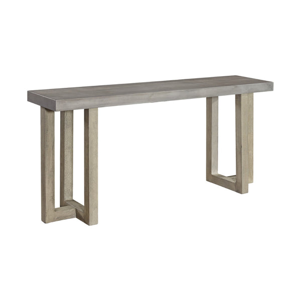 Lizi 67 Inch Sofa Console Table, Hand Applied Faux Concrete Finish, Gray - BM294022