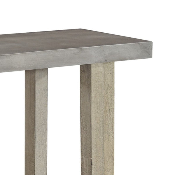 Lizi 67 Inch Sofa Console Table, Hand Applied Faux Concrete Finish, Gray - BM294022