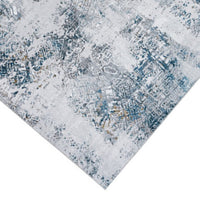 Yen 8 x 10 Floor Area Rug, Blue and Gray Polyester, Abstract Smokey Print - BM294027