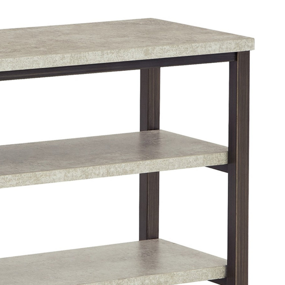 47 Inch Sofa Console Table, 2 Open Shelves, Faux Concrete Melamine Finish - BM294050