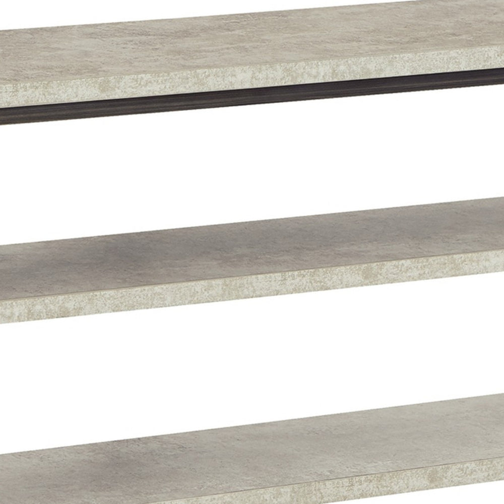 47 Inch Sofa Console Table, 2 Open Shelves, Faux Concrete Melamine Finish - BM294050