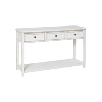 50 Inch Sofa Console Table, 3 Drawers and Open Shelf, Classic White FInish - BM294051