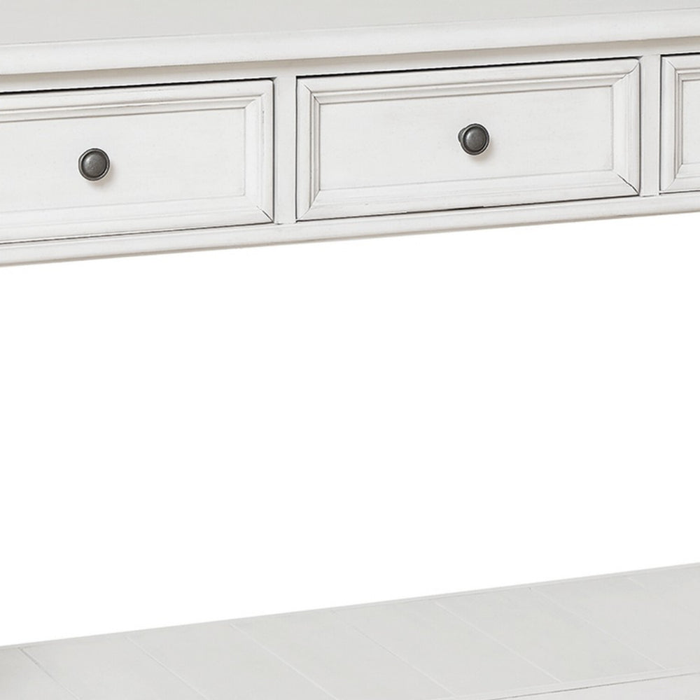 50 Inch Sofa Console Table, 3 Drawers and Open Shelf, Classic White FInish - BM294051