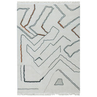 Wini 5 x 7 Area Rug, Gray Polyester, Multicolored Sporadic Lines Print - BM294054