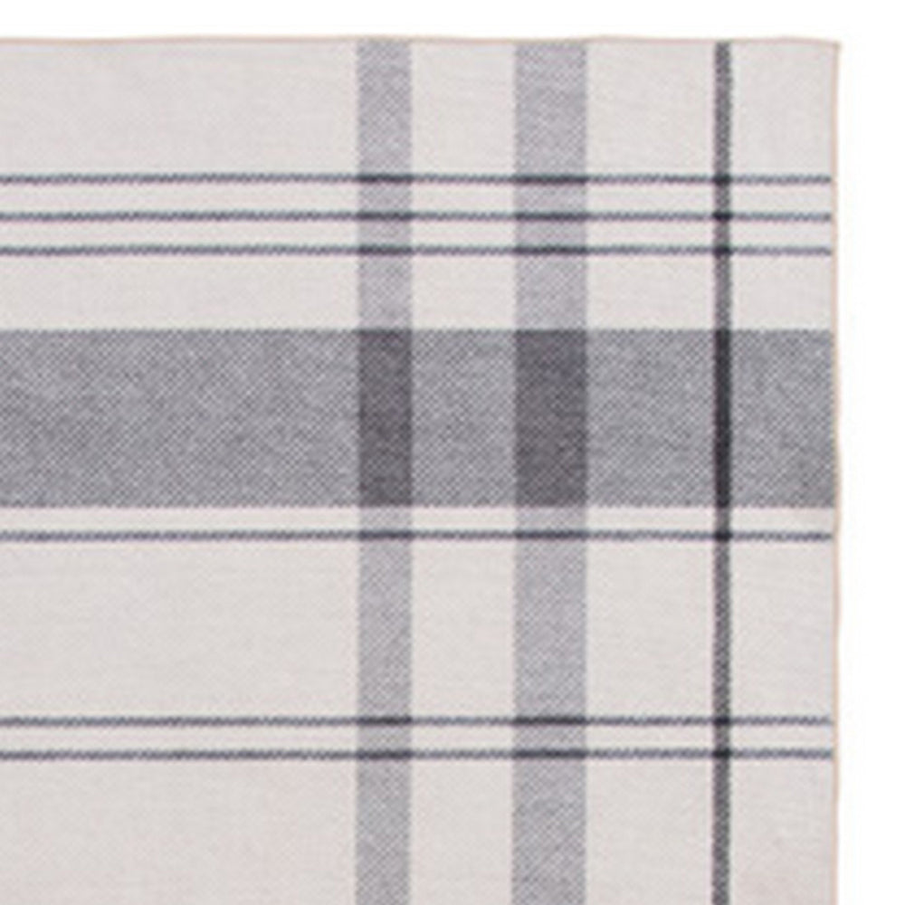 Kay 5 x 7 Area Rug, Classic Plaid Print, Soft Gray and White Polyester - BM294058