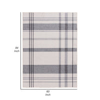 Kay 5 x 7 Area Rug, Classic Plaid Print, Soft Gray and White Polyester - BM294058