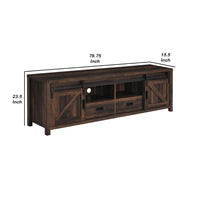 Sem 79 Inch TV Media Entertainment Console, 2 Drawers, Dark Brown Finish - BM294128