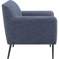 Tobin 33 Inch Accent Chair, Padded Seat, Waterfall Edge, Pleated Arms, Navy - BM294131