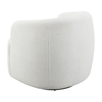 35 Inch Modern Swivel Accent Chair, Padded Seat, Round Barrel Back, White - BM294140