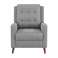 31 Inch Modern Manual Recliner Chair with Padded Button Tufted Back, Gray - BM294146