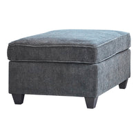 38 Inch Modern Ottoman, Smooth Gray Chenille Fabric, Plush Cushioned Seat - BM294153