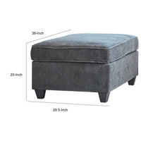 38 Inch Modern Ottoman, Smooth Gray Chenille Fabric, Plush Cushioned Seat - BM294153