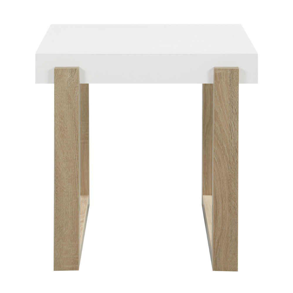 Shay 22 Inch Side End Table, Thick Rectangular Tabletop, High Gloss White - BM294159