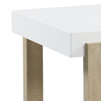 Shay 22 Inch Side End Table, Thick Rectangular Tabletop, High Gloss White - BM294159