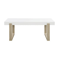 Shay 47 Inch Coffee Table, Thick Rectangular Tabletop, High Gloss White - BM294168