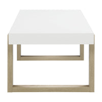 Shay 47 Inch Coffee Table, Thick Rectangular Tabletop, High Gloss White - BM294168