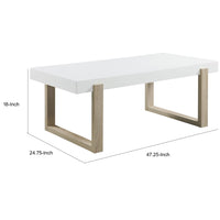 Shay 47 Inch Coffee Table, Thick Rectangular Tabletop, High Gloss White - BM294168