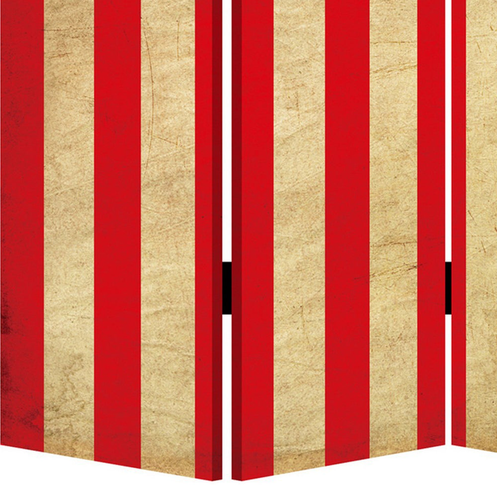Alfie 71 Inch Folding Screen Room Divider, USA Stars and Stripes Design - BM294236