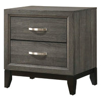 Mazie 25 Inch Modern 2 Drawer Nightstand, Metal Handle, Gray Foil Finish - BM294275