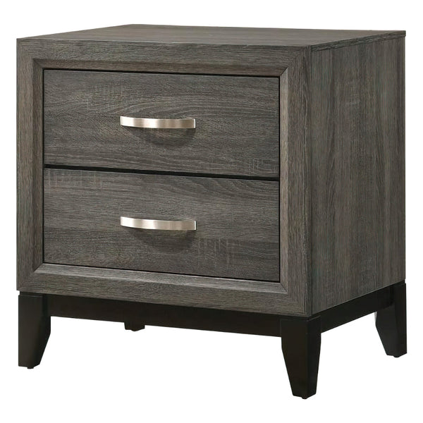 Mazie 25 Inch Modern 2 Drawer Nightstand, Metal Handle, Gray Foil Finish - BM294275