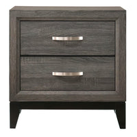 Mazie 25 Inch Modern 2 Drawer Nightstand, Metal Handle, Gray Foil Finish - BM294275