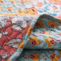 Turin 60 Inch Throw Blanket, Microfiber, Patchwork Floral Print, Multicolor - BM294290