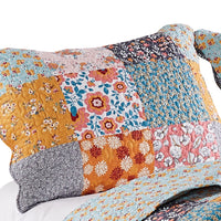 Turin 36 Inch King Pillow Sham, Patchwork Floral Print, Soft Microfiber - BM294291