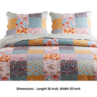 Turin 36 Inch King Pillow Sham, Patchwork Floral Print, Soft Microfiber - BM294291