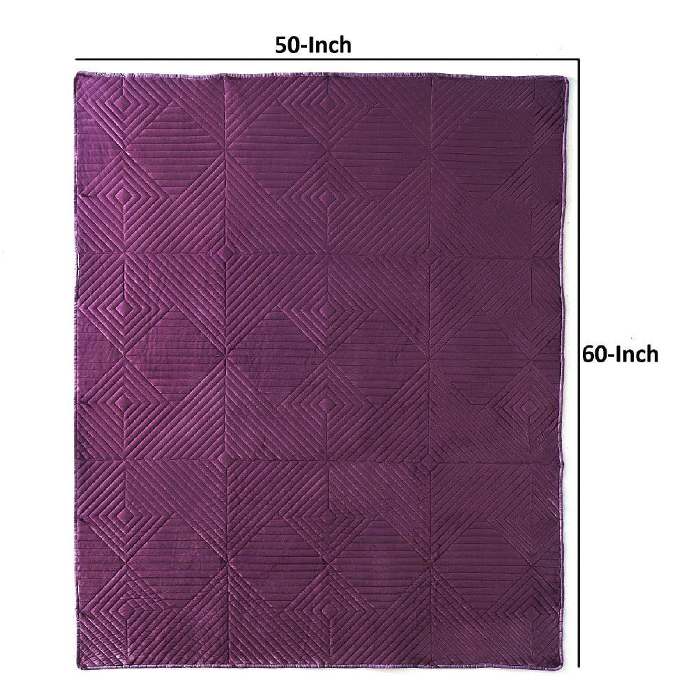 Rio 60 Inch Quilted Throw Blanket, Diamond Stitching, Purple Dutch Velvet - BM294317