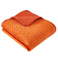 Rio 60 Inch Throw Blanket, Diamond Stitch Quilting, Orange Dutch Velvet - BM294318