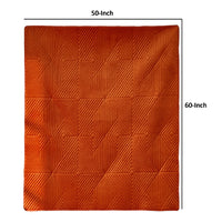 Rio 60 Inch Throw Blanket, Diamond Stitch Quilting, Orange Dutch Velvet - BM294318