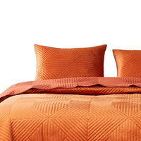 Rio 36 Inch King Pillow Sham, Quilted Diamond Design, Orange Dutch Velvet - BM294320