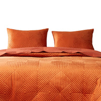 Rio 36 Inch King Pillow Sham, Quilted Diamond Design, Orange Dutch Velvet - BM294320