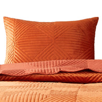 Rio 36 Inch King Pillow Sham, Quilted Diamond Design, Orange Dutch Velvet - BM294320