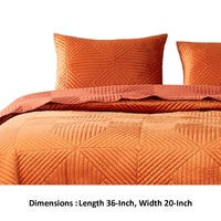 Rio 36 Inch King Pillow Sham, Quilted Diamond Design, Orange Dutch Velvet - BM294320