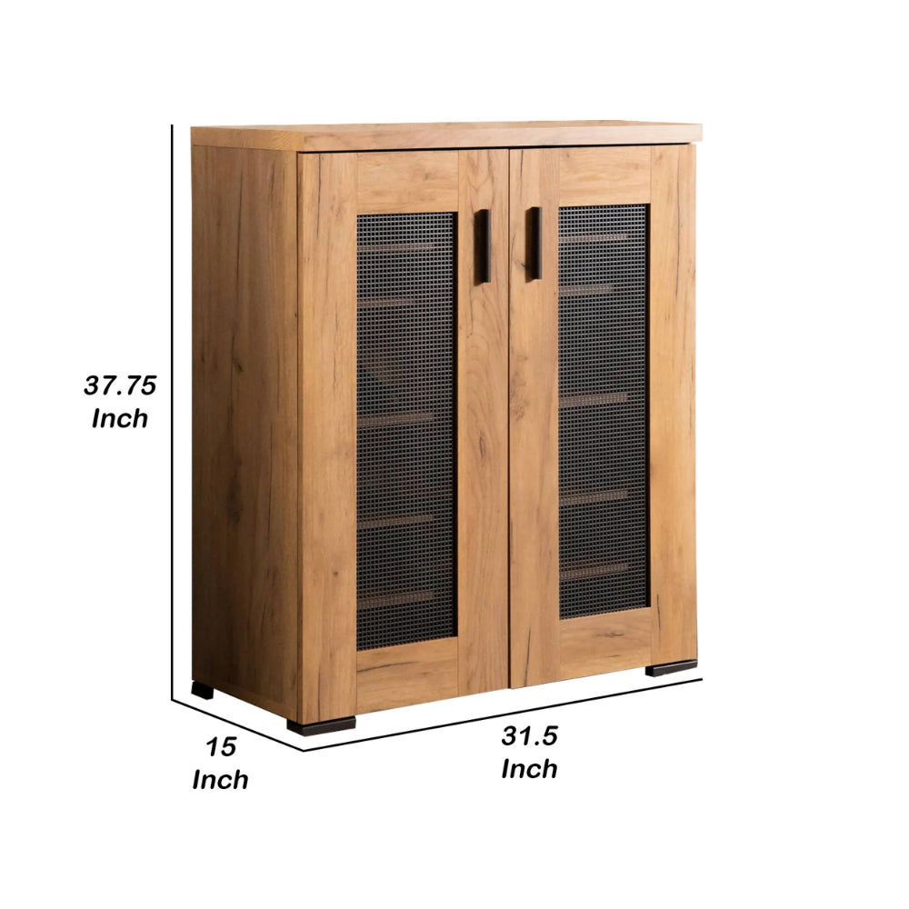 38 Inch Accent Cabinet Chest, 5 Adjustable Shelf Units, Golden Oak Brown - BM294804