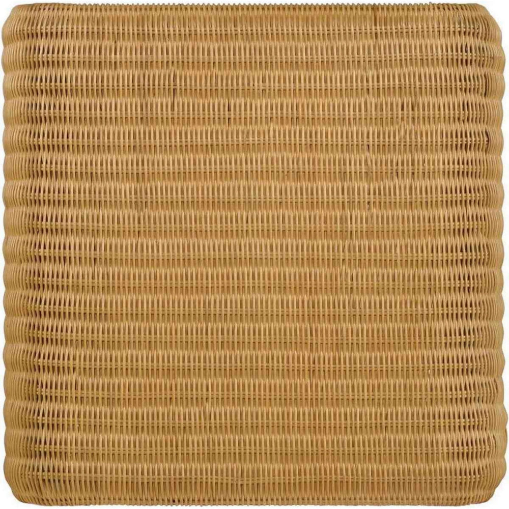 22 Inch Side End Table, Woven Rattan Frame, Waterfall Edges, Square Surface - BM294823