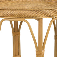 Raya 26 Inch Accent Table, Round Woven Rattan Tray Top, Natural Brown Color - BM294830