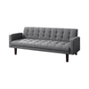 74 Inch Sofa Bed, Tufted Gray Linen Like Fabric, Track Arms, Hardwood Frame - BM294848