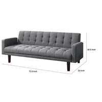 74 Inch Sofa Bed, Tufted Gray Linen Like Fabric, Track Arms, Hardwood Frame - BM294848