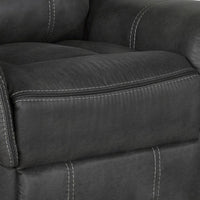 Lenard 41 Inch Manual Gliding Recliner, Piped Details, Charcoal Gray, Black - BM295079