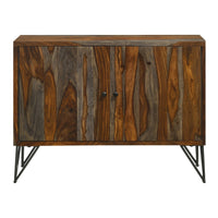 40 Inch Rustic Sideboard Cabinet Console, 2 Doors, Brown and Smooth Gray - BM295093